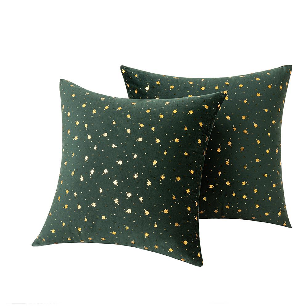 Ins Wind Velvet Pillow Small Four-leaf Clover Gold Pillow Case Sofa Cushion Pillow Office Waist Pillow Case