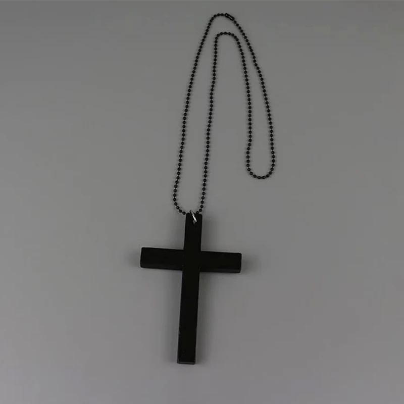 1-3pcs Trendy Cool Punk Gothic Wood Cross Pendant nNecklace for Women Men Vintage Black Hip Hop Y2k Necklace Party Jewelry Gift