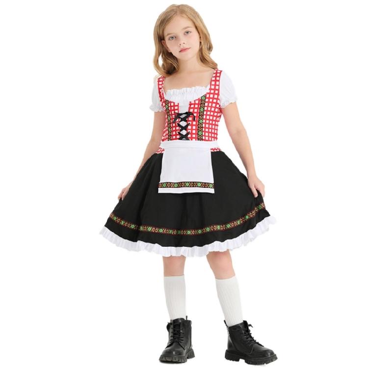 Kids Girls German Bavarian Oktoberfest Costume,Beer Costume Dirndl Dresses for Halloween and Beer Festival Carnival