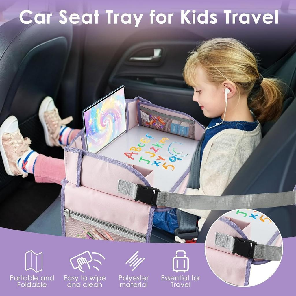 Mesa Bandeja para Coche para Niños Asiento de Coche Bandeja de Viaje Portátil Pizarra de Dibujo Paleta de Juegos Asiento de Coche Bandejas de Regazo Desmontables Bandejas de Mesa para Asiento de Coche para Niños en el Coche