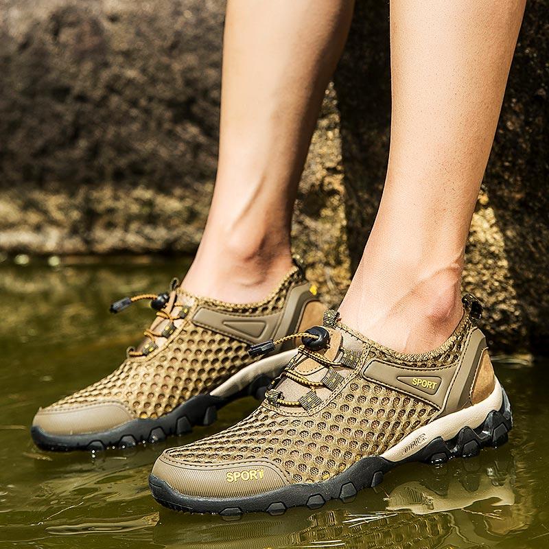 2025 New Plus Size Outdoor Non Slip Male Running Shoes Men Sports Shoes Summer Men's Sneakers Man Sport Gray Aqua Aquatic Beach