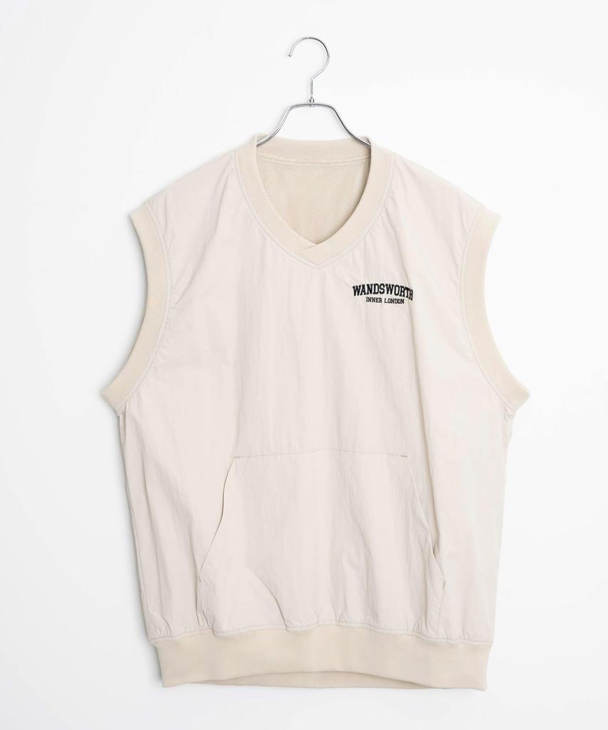 WEGO Nylon Layered Short Sleeve Loose Street Size Beige Men's 2-Piece V-Neck Vest, T-Shirt, Fit, Style, Spring/Summer Outfit, Gift, Present,