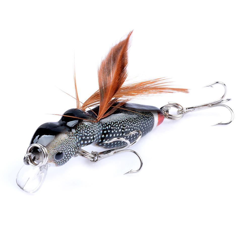 1Pcs Ant Minnow Fishing Lures Bait Hooks 3.2cm/4.5g Feather Fake Bait Hard Fishing Rattle Bead 3D Eye