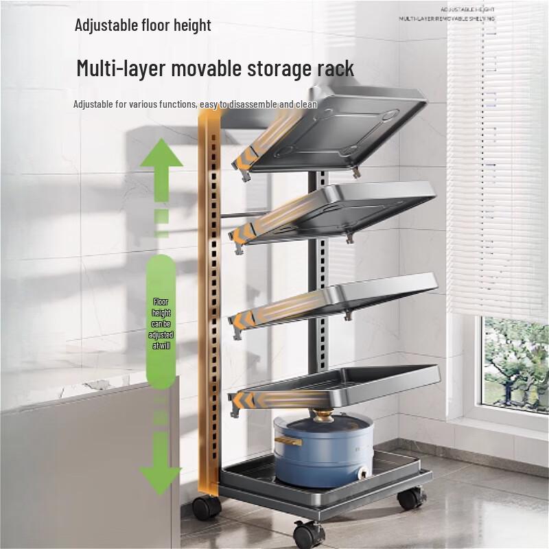 Multi-Layer Carbon Steel Kitchen Storage Rack with Baskets