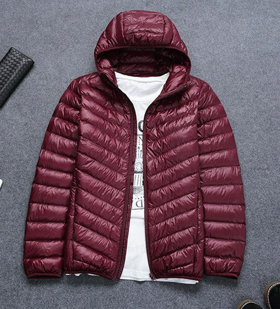

Men s Lightweight Korean Style Hooded Down Jacket, Plus Size, Short Length XL