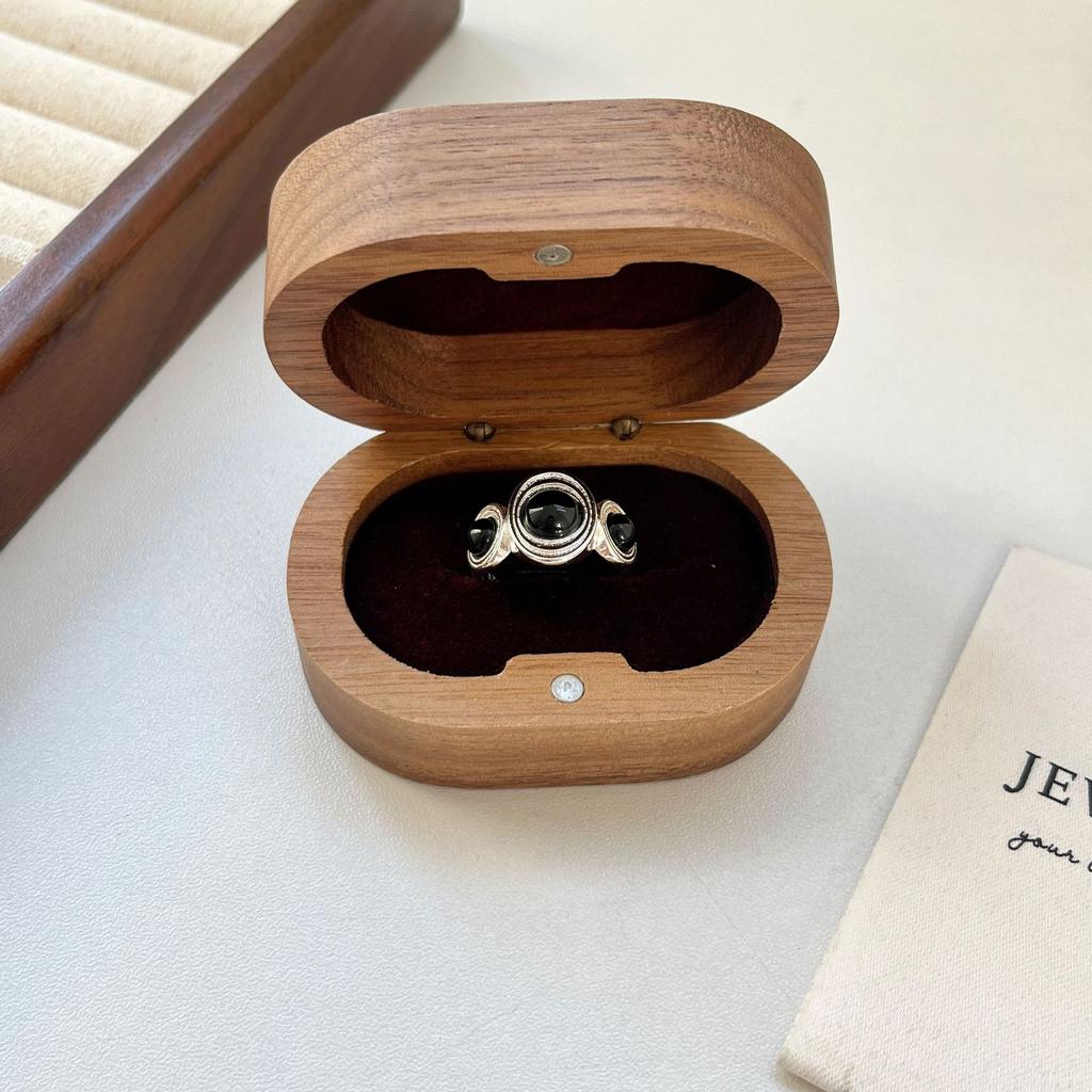 PANJBJ 925 Sterling Silver Black Agate Ring for Women Geometry Circle Irregular Design Open Jewelry Party Gift Dropshipping