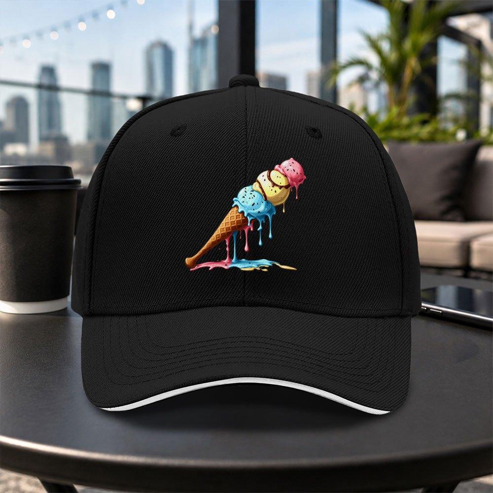 Melted Ice Cream Stick Sandwich Baseball Cap Unisex Adjustable Dad Hat For Travel Parties Daily Wear Multicolor