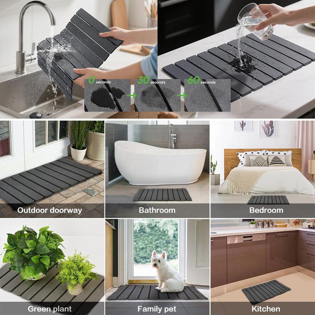Multi-purpose Diatomaceous Earth Dish Drying Mat Fast Drying Stone Dish Mat Absorbent Earth Foldable Rectangular Drying Mats