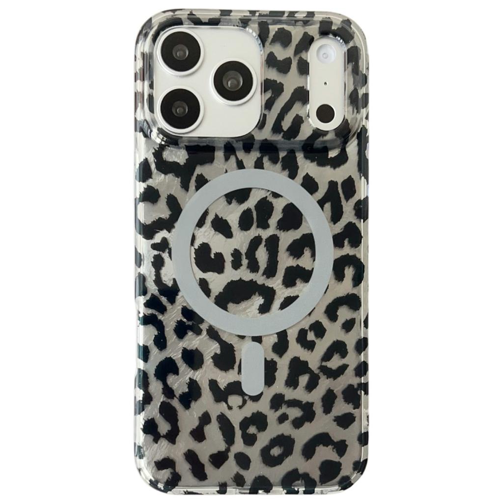 For iPhone 17 Pro Max Case Compatible with MagSafe IMD Leopard Print TPU PC Phone Cover