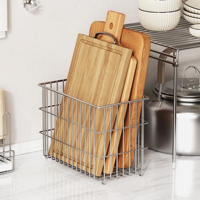 304 Stainless Steel Kitchen Storage Basket Rust-proof Ventilated Kitchen Drain Basket Stackable Higher Feet Cabinet Organizer