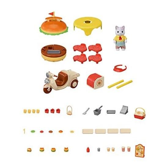 EPOCH Sylvanian Families Amusement Park Shop Freshly Made Hamburger Wagon Mi-91 ST Mark Certified ages 3 up Toy Dollhouse