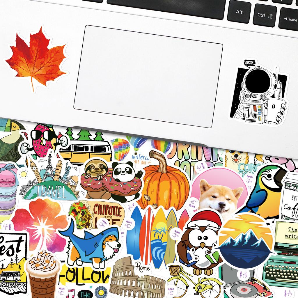 50 Small Ear Maple Leaf Stickers Car Stickers Suitcase Laptop Electric Car Decoration Waterproof Stickers