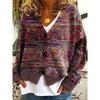 Womens Soft Knit Cardigan Sweater With 3D Print Design Loose Fit Casual Open Front Long Sleeve Pullover