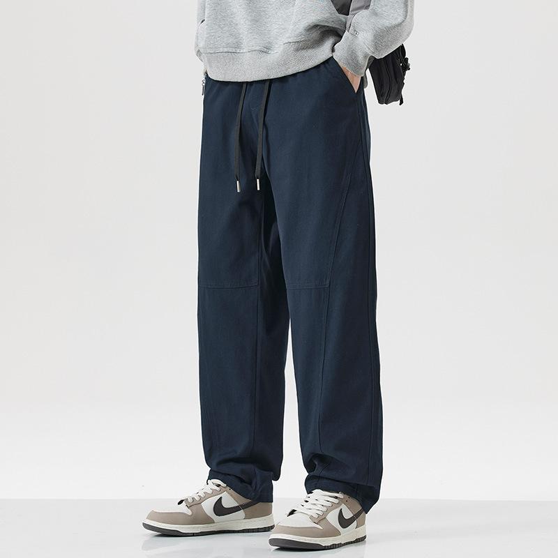 

2026 New Loose Fit Straight-Leg Trousers for Men, Solid Color Versatile Sports Casual Pants 4XL темно-синього кольору