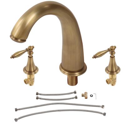 Çift Kollu Bölünmüş Musluk Tam Bakır Üç Delikli Lavabo Musluğu Avrupa Tarzı Banyo Lavabo Musluğu
