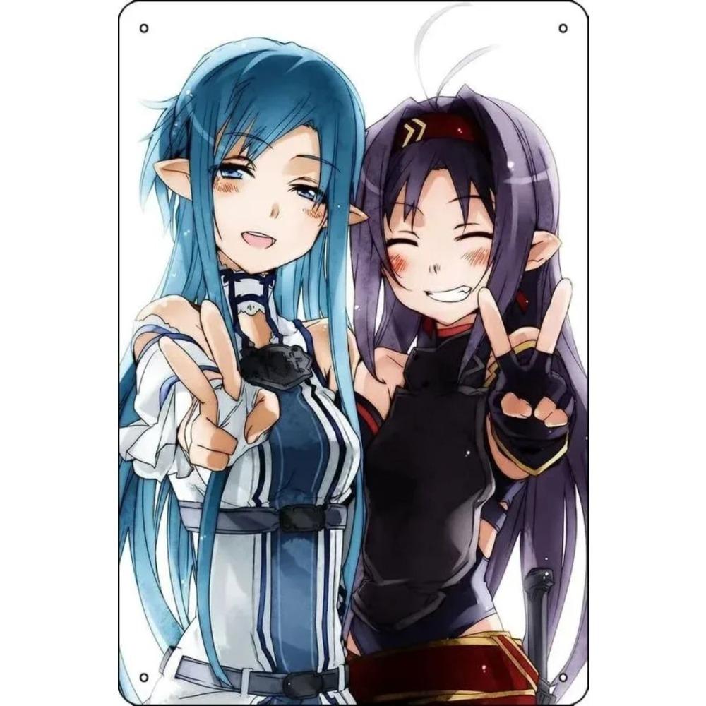 Decorative Metal Tin Sign, Anime Fitness Girl, 20x30 cm