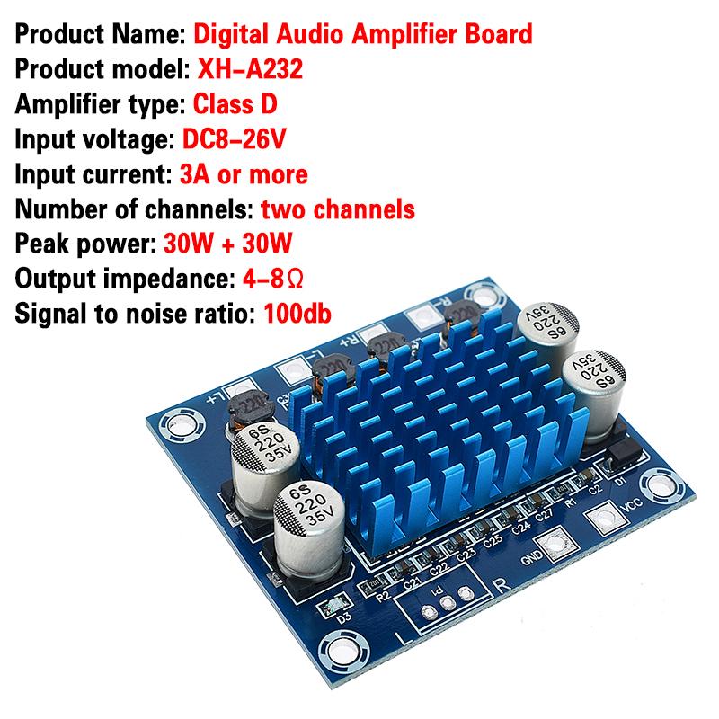 Tpa3110 Xh-A232 30W+30W 2.0 Kanal Dijital Stereo Ses Güç Amplifikatörü Kartı