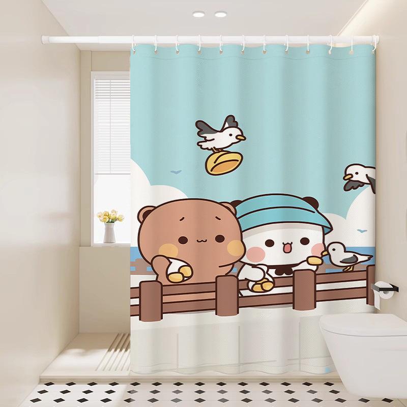 Cute Shower Curtain Thickened Waterproof Bathroom Bathroom Bathroom Bath Shower Dry And Wet Separation Hanging Curtain