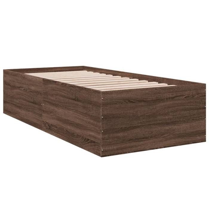 VidaXL Bed Frames Brown Oak 90x190 Cm Engineered Wood, Bedroom Furniture, Bed Base, Panel Bed, Bed, Bed 3280978