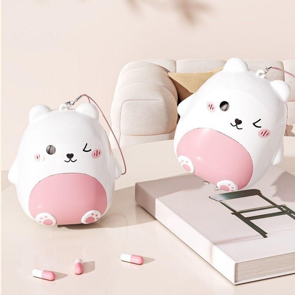 Plastik Cartoon Bär Pillendose 5 Fächer Medikamentenspender Tragbare Medikamentenaufbewahrungsbox Zuhause