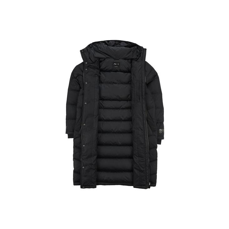 Li Ning Wade Series Einfarbig Lässig Sport Winddicht Warm Kapuzen Daunenjacke Herren Jacke Schwarz AYMP097-1