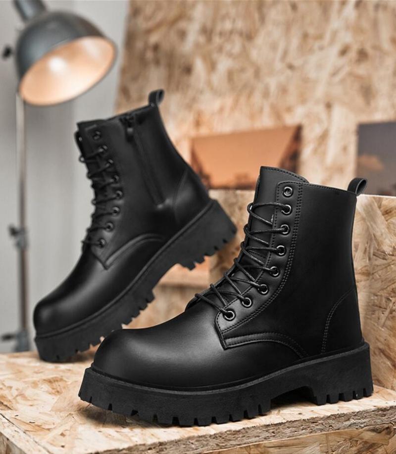 Autumn men casual boots four season men's high top leather boots fashion thick soled non slip outdoor boots