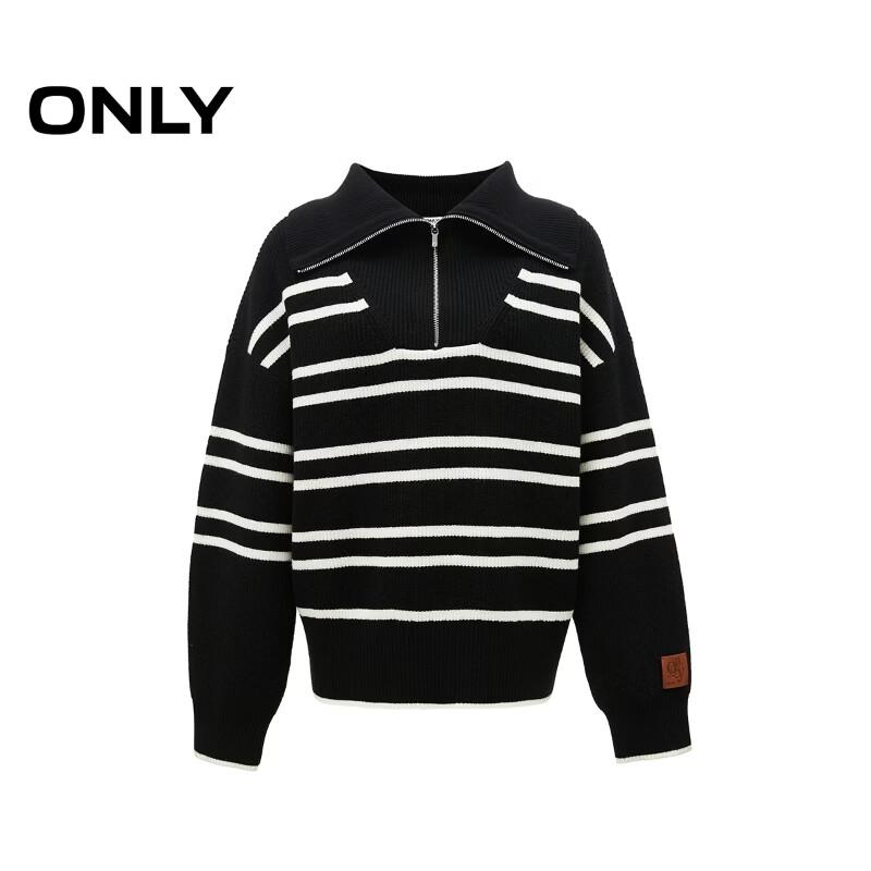 ONLY Women's Striped Half-Zip Knit Sweater