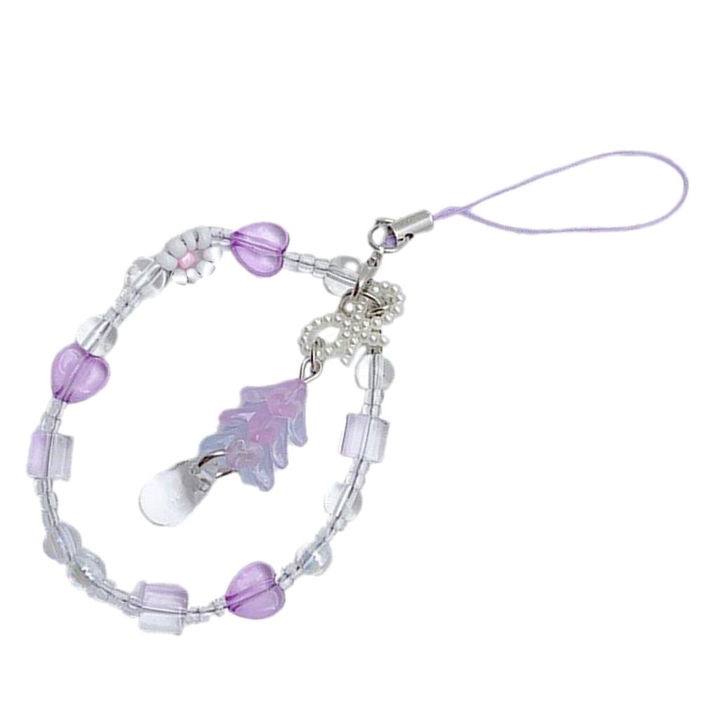 Stilvoller Perlenanhänger Handykette Ornament Herz Perlen Handyanhänger Handyband Zubehör für Frauen und Mädchen