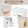 76X46x87cm freestanding bathroom washstand, moisture-resistant coating, adjustable storage space in cabinet and integrated ceramic washbasin, white.