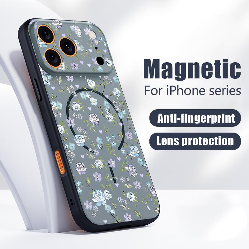 Lavendel Pfingstrose Rose Floralmuster Hülle Für iPhone 17 Pro Max Funda iPhone 16 15 14 13 Pro Max Magnetisch Für Magsafe Hybrid Schlank Mattes Cover
