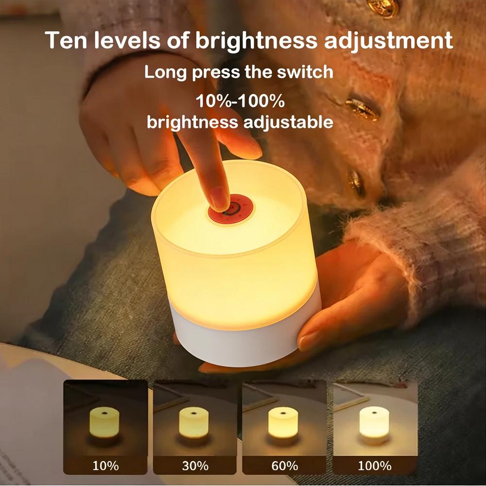 Night Light Dimmable Rechargeable/Plug-in Desktop Bedroom Bedside Lighting Decorative Touchscreen Reading RGB Desk Lamp