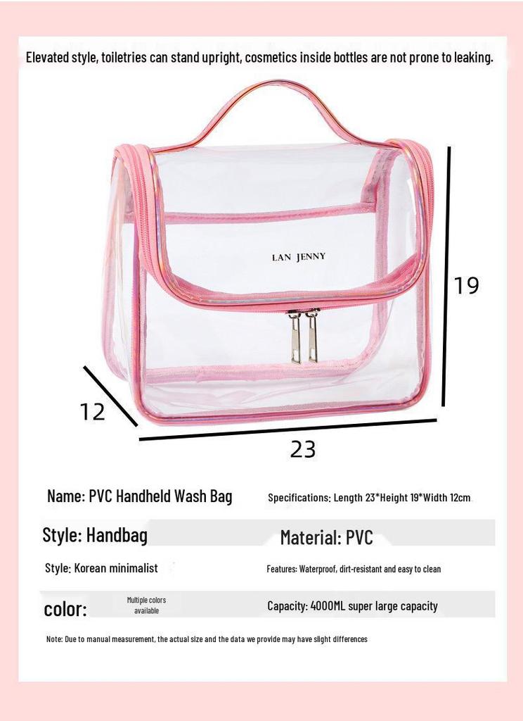 Large Clear PVC Makeup Bag - Waterproof Toiletry Storage Handbag