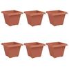 Square Flower Pot 6 Pcs Brick Red 38 X 38 X 30 Cm