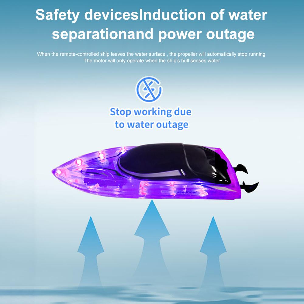 Remote Control Boat for Adults & Kids 2.4GHz High Speed Remote Control Speedboat for Pool and Lake, Electric Boat Toy with LED Light