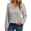 Women's Long Sleeve V-Neck T-Shirt Casual Basic Top for Everyday Wear