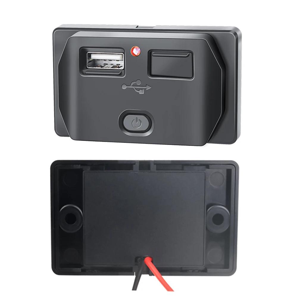 QC3.0 PD USB Outlet Dual USB Charger Socket Waterproof Car Charger Panel with Button Switch for Car Marine Boat RV Bus Truck