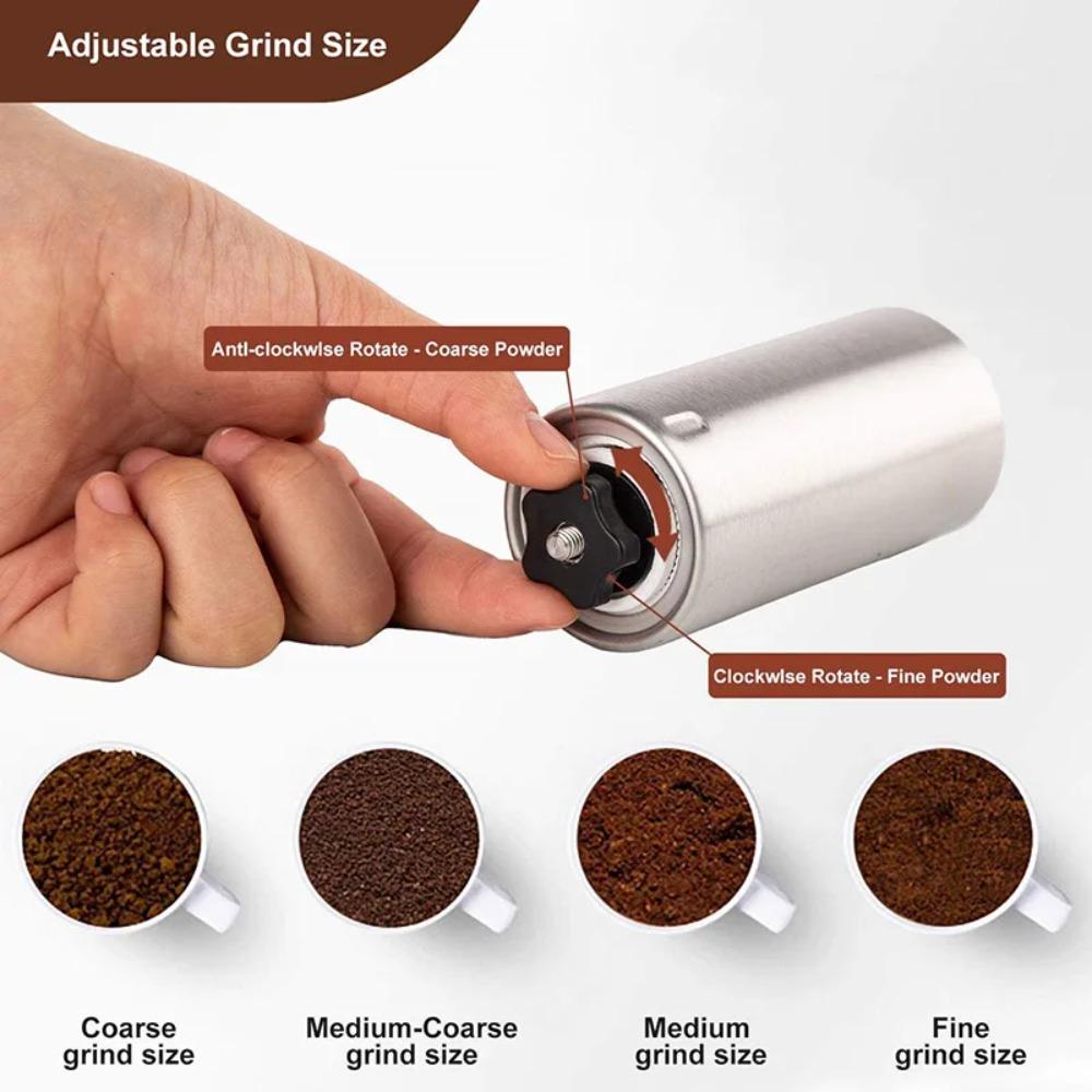 Coffee Grinder Portable Hand Coffee Grinder Adjustable Settings Stainless Steel Coffee Grinder for Travel Camping and Home