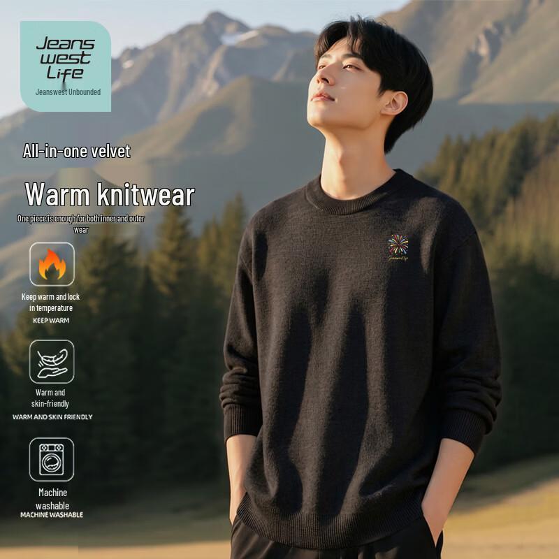 Jeanswest Life Fleece-Lined Winter Crewneck Knit Sweater