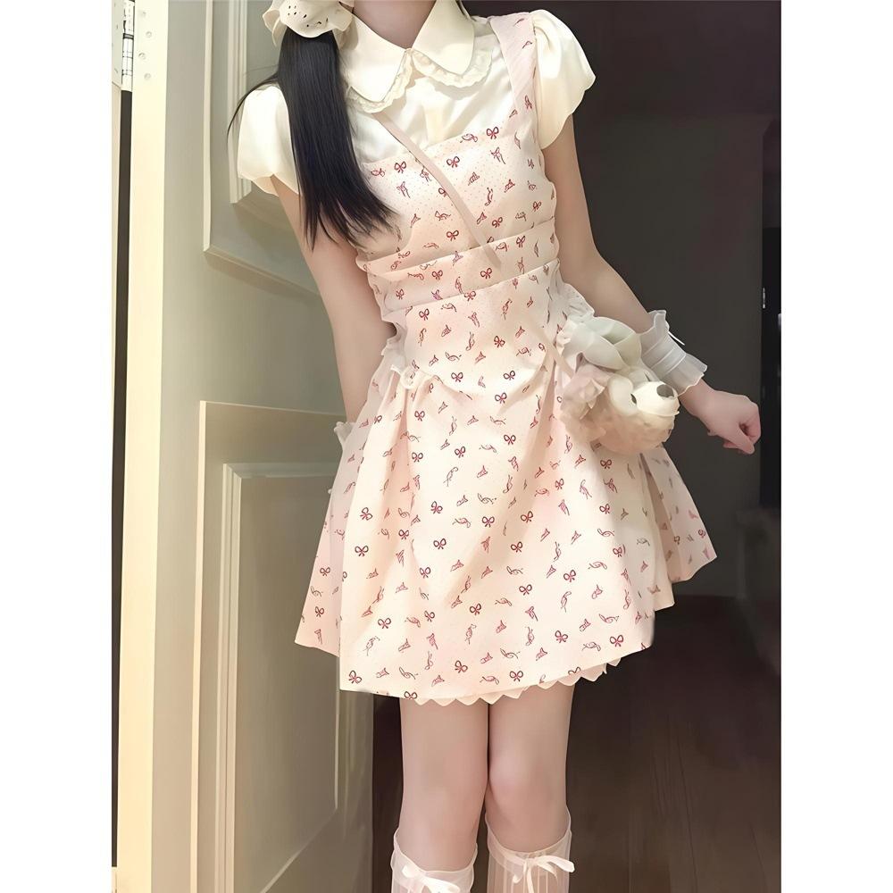 Summer dopamine pinched waist princess dress dress beautiful small skirt college style sweet and pure miu department