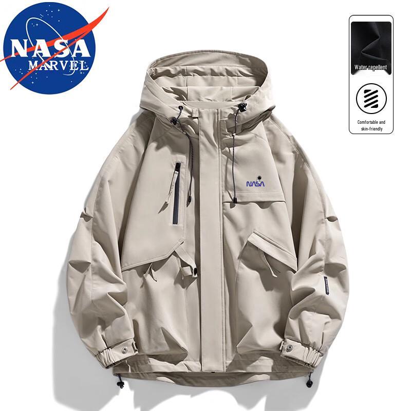 NASA MARVEL Men's Hooded Loose Casual Workwear Jacket