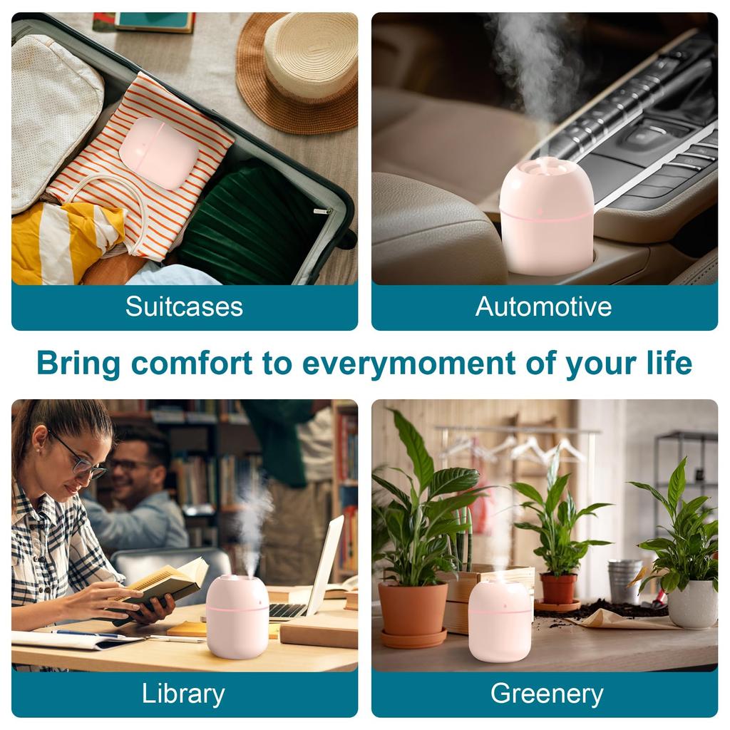 220ML Mini difuzér aroma oleje USB Kapka vody Tichý zvlhčovač vzduchu s LED lampou Stolní Vnitřní Domů Auto Přenosný rozprašovač vzduchu