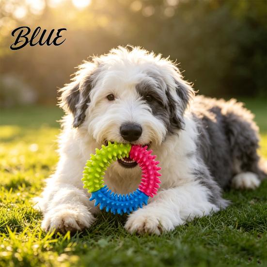 Safe Chew Toys for Small Medium Large Dogs Spiky Ring Dog Toy Rubber Interactive Non-Toxic Fetch And Teeth Cleaning Toy Aggressive Chewers