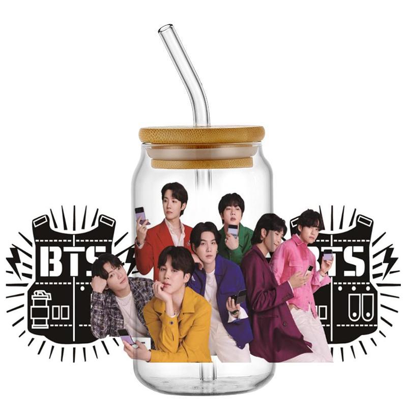 Popular Korean Oppa Groups Easy Peel Waterproof Party Diy Decals 3D Transfers Uvdtf Tumbler Stickers 16Oz Uv Dtf Cup Wraps