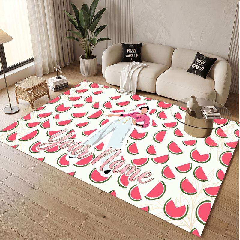 Custom Name Crystal Velvet Rug,Harry Styles Comfortable Anti Slip Floor Mat For Room Decoration