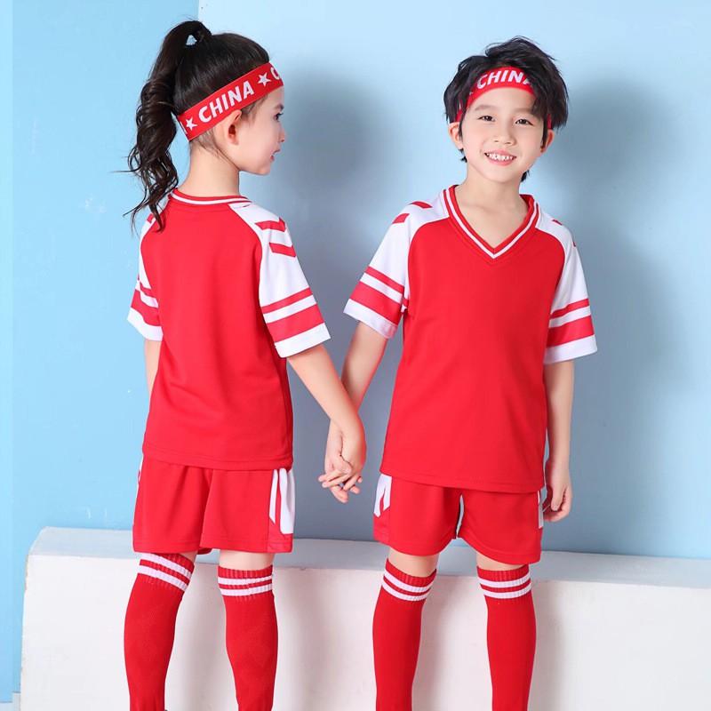 Kids Soccer Jersey Set Short Sleeve Team Uniform Boys Girls Kindergarten School Sports Performance