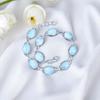 Pevné 925 Sterlingového Stříbra Přírodní Larimar Boho Designérský Ručně Vyráběný Náramek Narozeninový Kámen Náramek Dárek Pro Ni