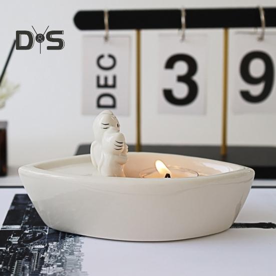 Portacandela Gatto a Forma di Barca Tazza per Aromaterapia Gattini Zampe Calde Portacandela Tealight per Decorazione Casa Camera da Letto Soggiorno