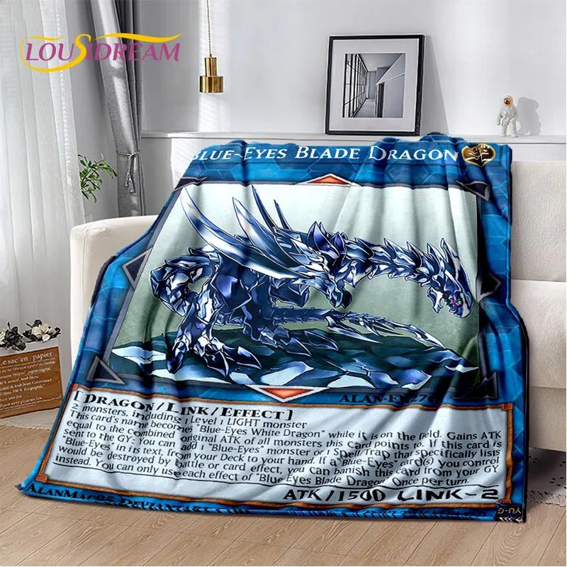 Monster Gold Card Cartoon Yu-Gi-Oh Anime Blue Eyes Dragon Game Soft Flannel Blanket for Bed Bedroom Sofa Picnic,Outdoors Leisure