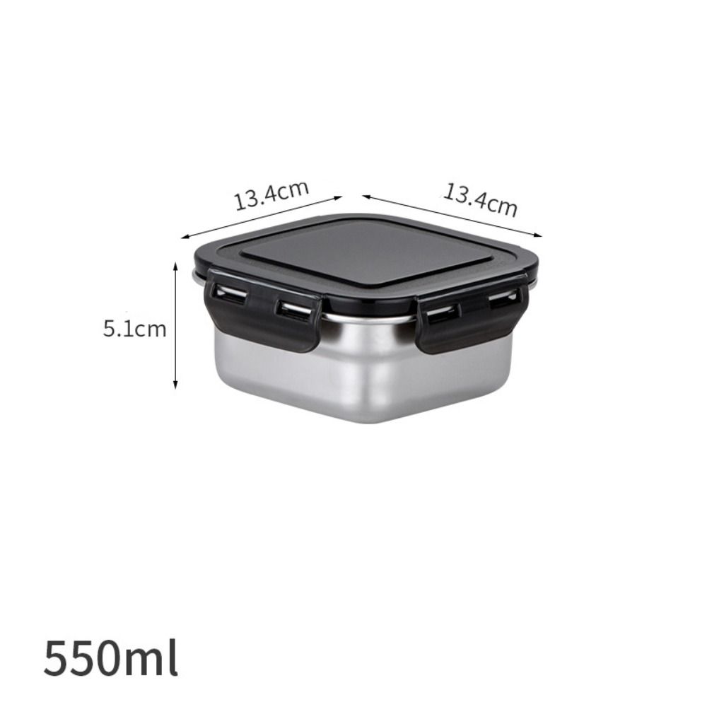 Stainless Steel Sealed Lunch Box Square Food Box Frozen Box Fresh-keeping Box  Microwave