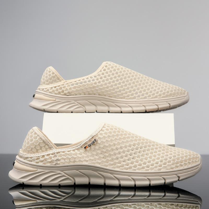 Men s Shoes Breathable Summer Running Sports Tide Shoes Anti-Odor Sweat Casual Men s Shoes 39 бежевый